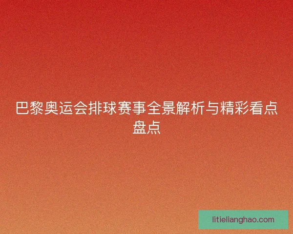 巴黎奥运会排球赛事全景解析与精彩看点盘点